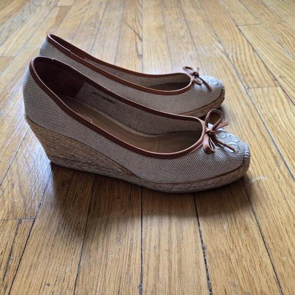 Coach Ireena Espadrilles Wedge Canvas Beige Monogram Bow Shoes Size 9 - Picture 14 of 14